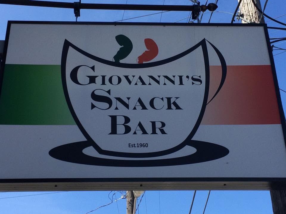 Giovanni's Snack Bar sign in Italian colours, Est. 1960